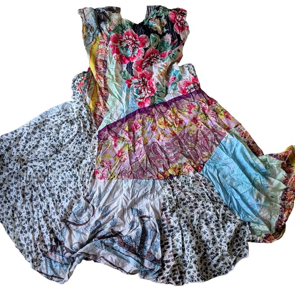 Johnny Was Patchwork Floral Maxi Dress Multicolor Boho Sleeveless Women's 1X - Picture 3 of 6